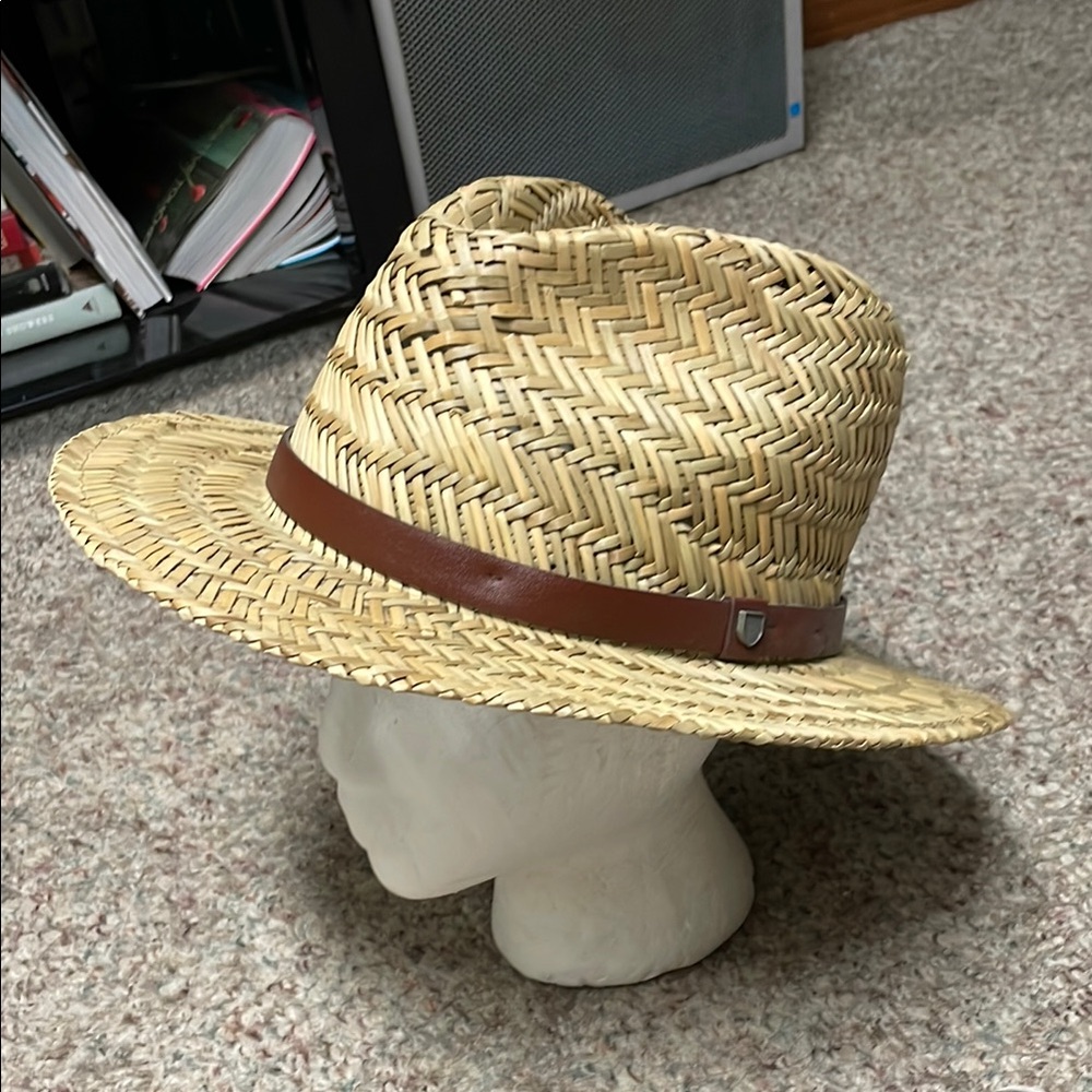 Brixton Straw Fedora Hat with Brown leather Band